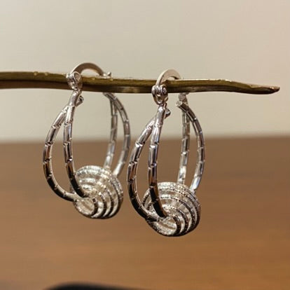 Women's Silver Hoop Fashion Earring With Saddleback Closure