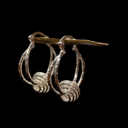 Women's Silver Hoop Fashion Earring With Saddleback Closure