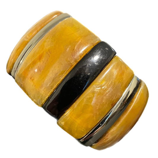 Women's Stretch Bracelet Black Silver & Faux Stone