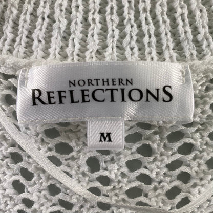 Women's Short Sleeve Open-Knit Cardigan – Lightweight & Layered Look – Size Medium (Northern Reflections) garment tag