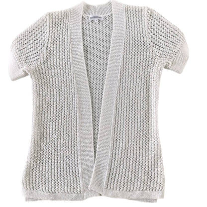 Women's Short Sleeve Open-Knit Cardigan – Lightweight & Layered Look – Size Medium (Northern Reflections)front view