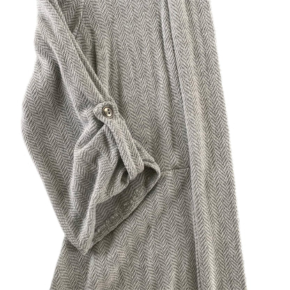Women's Long Sleeve Draped Open-Front Cardigan – Soft & Lightweight – Size Large (B'leev)sleeve with roll up botton detail