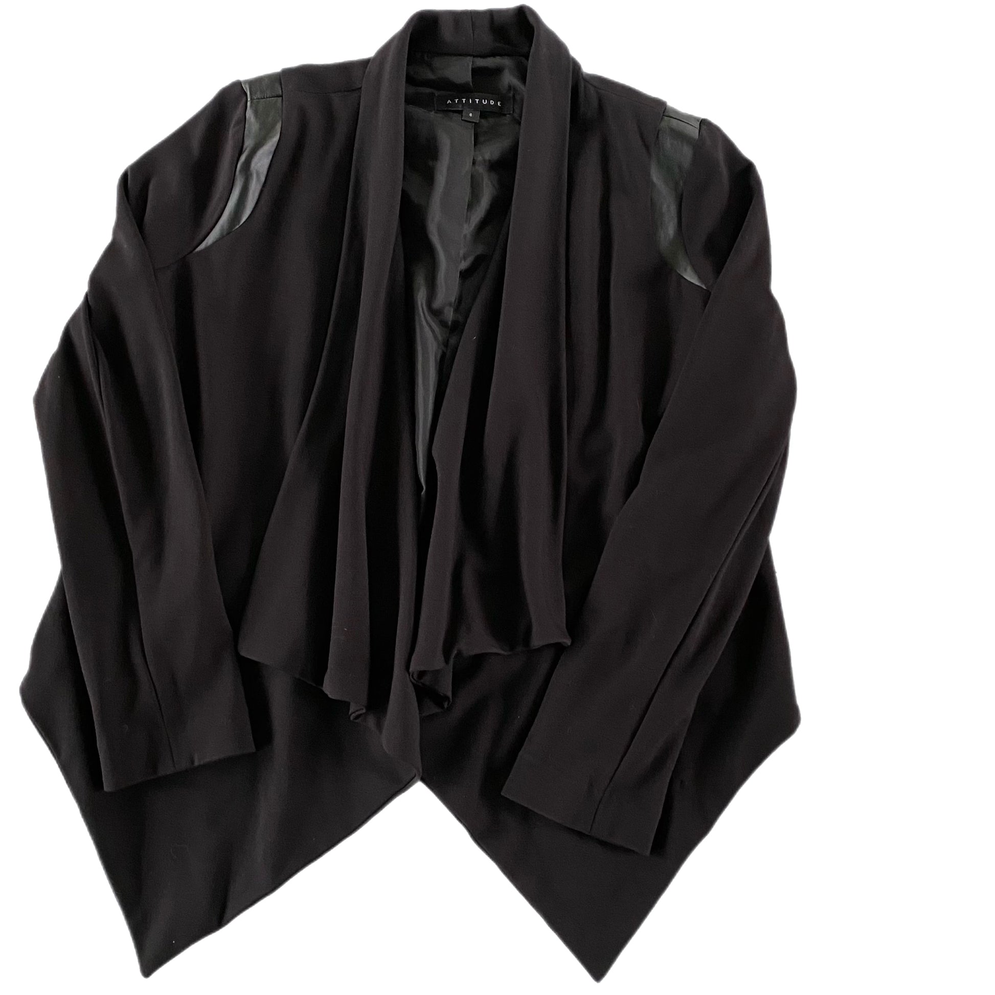 Women's Draped Open-Front Jacket – Chic & Edgy – Size 8 (Attitude) front view