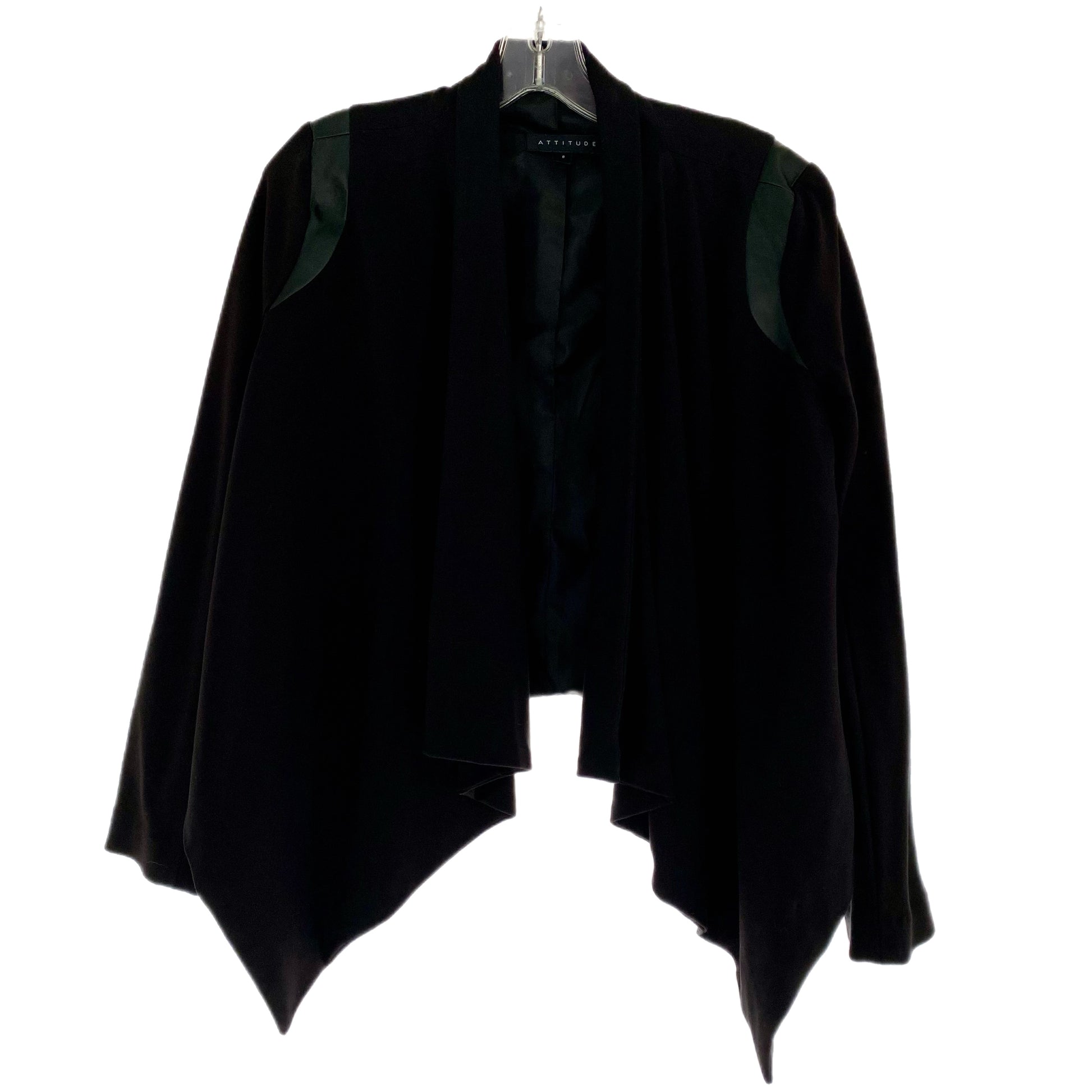 Women's Draped Open-Front Jacket – Chic & Edgy – Size 8 (Attitude) front view