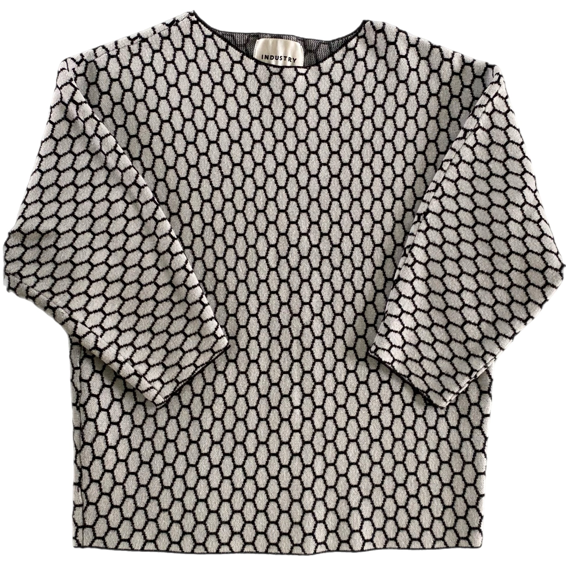 Women's Geometric Knit Sweater – Chic & Cozy – Size Medium (Industry) front flat lay view