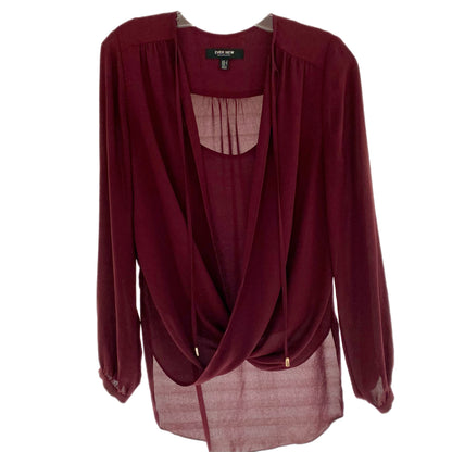 Women's Draped Chiffon Blouse – Elegant & Flowy – Size Small (Ever New) front view