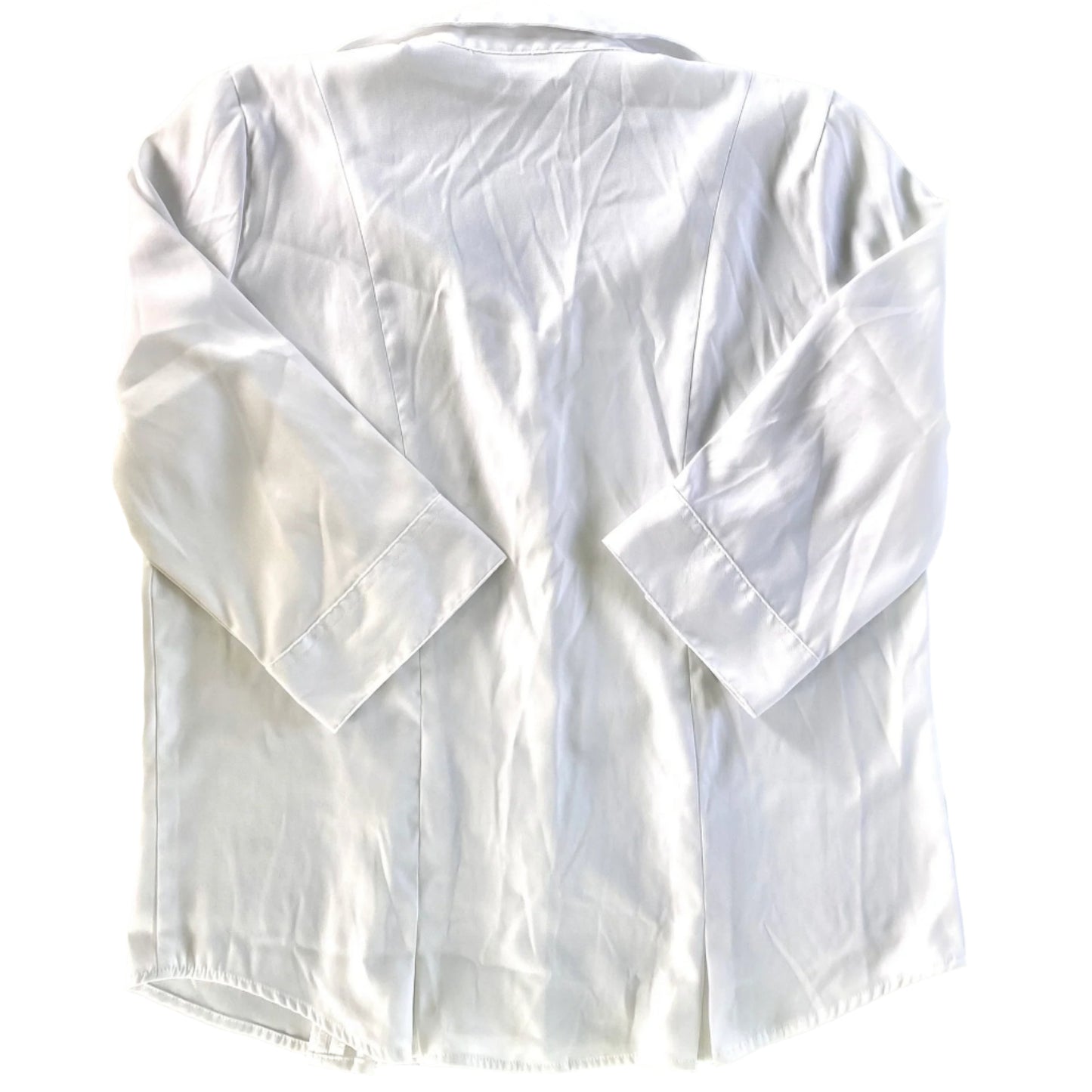 Women’s White 3/4 Sleeve Collared Button-Up Shirt – Size 10 [Tradition] flat lay back
