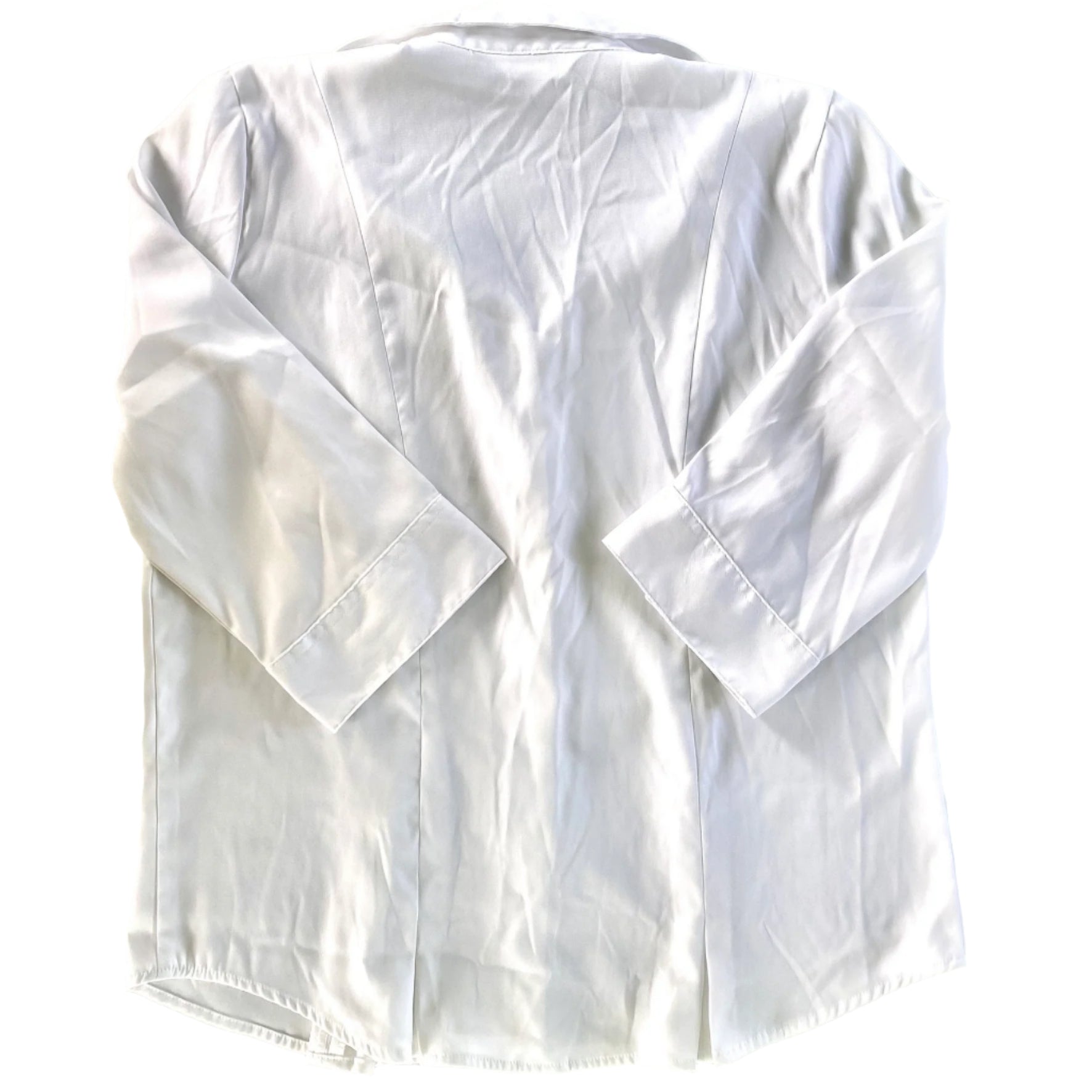 Women’s White 3/4 Sleeve Collared Button-Up Shirt – Size 10 [Tradition] flat lay back