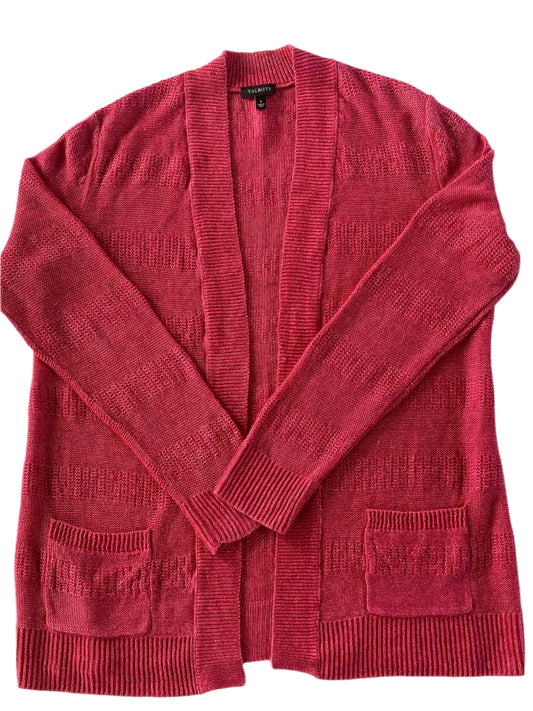 Women’s Open Front Linen Cardigan Sweater – Size Small [Talbots] front view