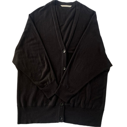Women’s Black Button-Up Cardigan Sweater – Size Medium [Peter Nygård]front flat lay view
