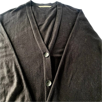 Women’s Black Button-Up Cardigan Sweater – Size Medium [Peter Nygård] close up front view