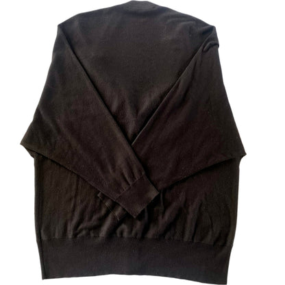 Women’s Black Button-Up Cardigan Sweater – Size Medium [Peter Nygård] back flat lay view