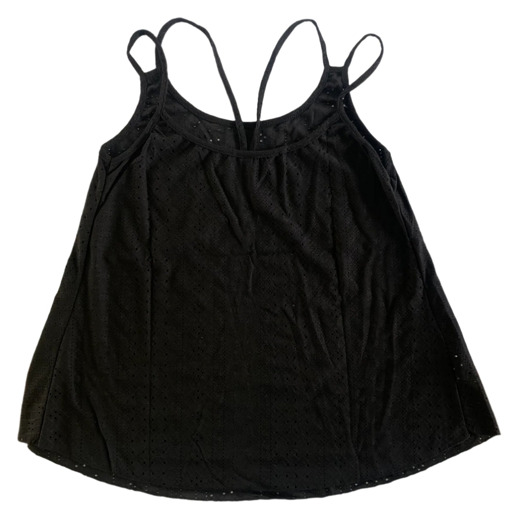 2-Pack Eyelet Knit Tank Tops – Pink & Black, Size Large back view of black