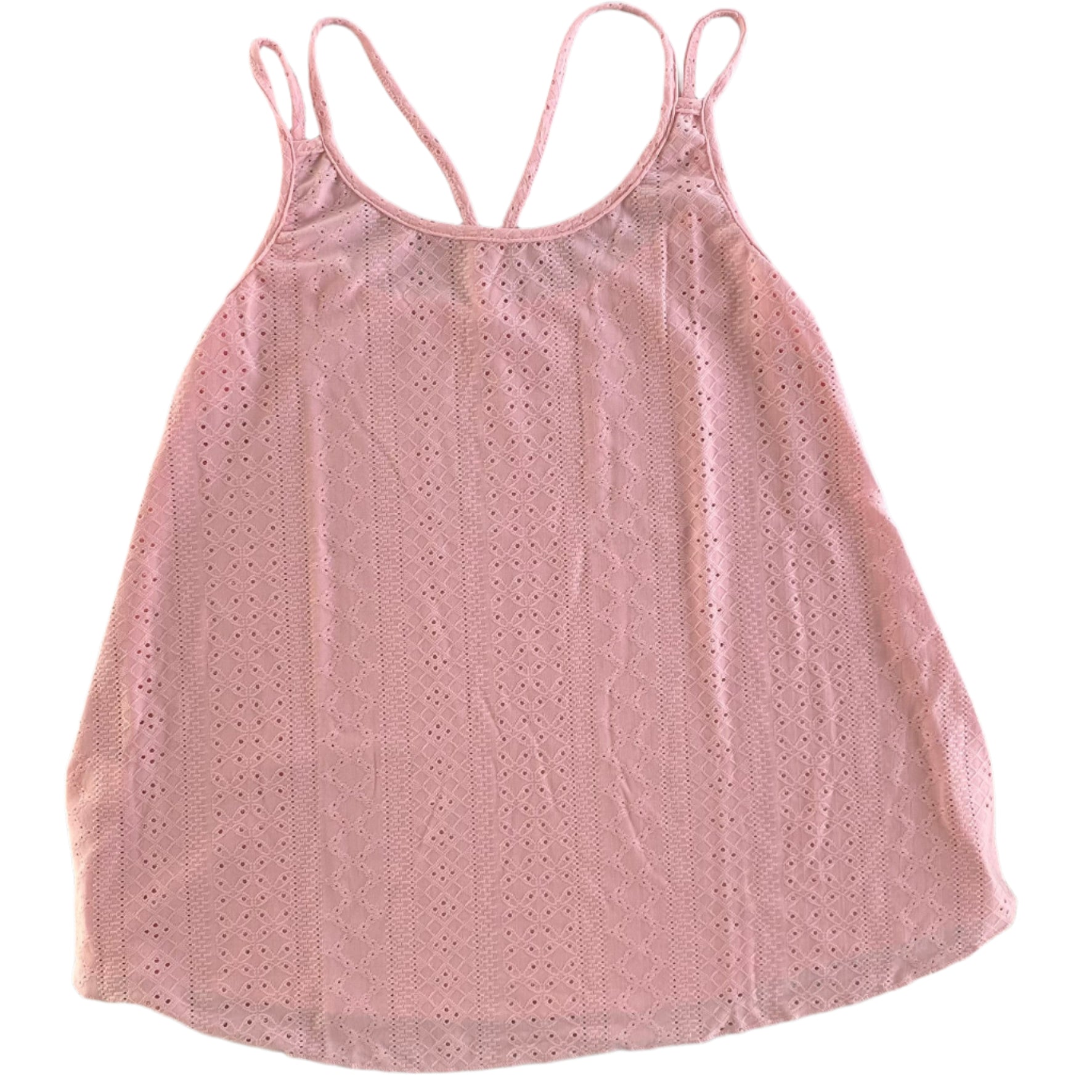 2-Pack Eyelet Knit Tank Tops – Pink & Black, Size Large front view of pink