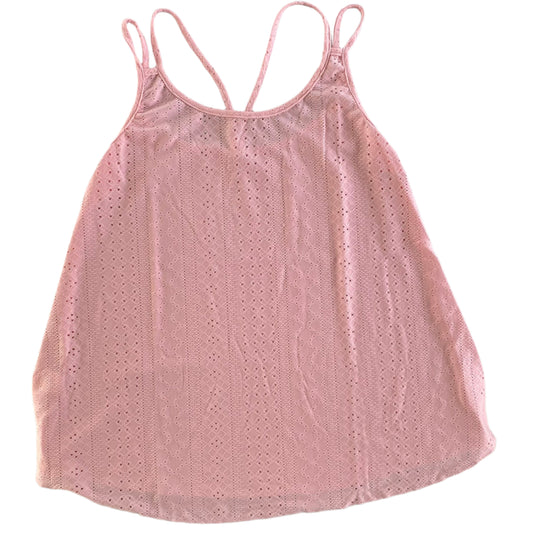 2-Pack Eyelet Knit Tank Tops – Pink & Black, Size Large front view of pink