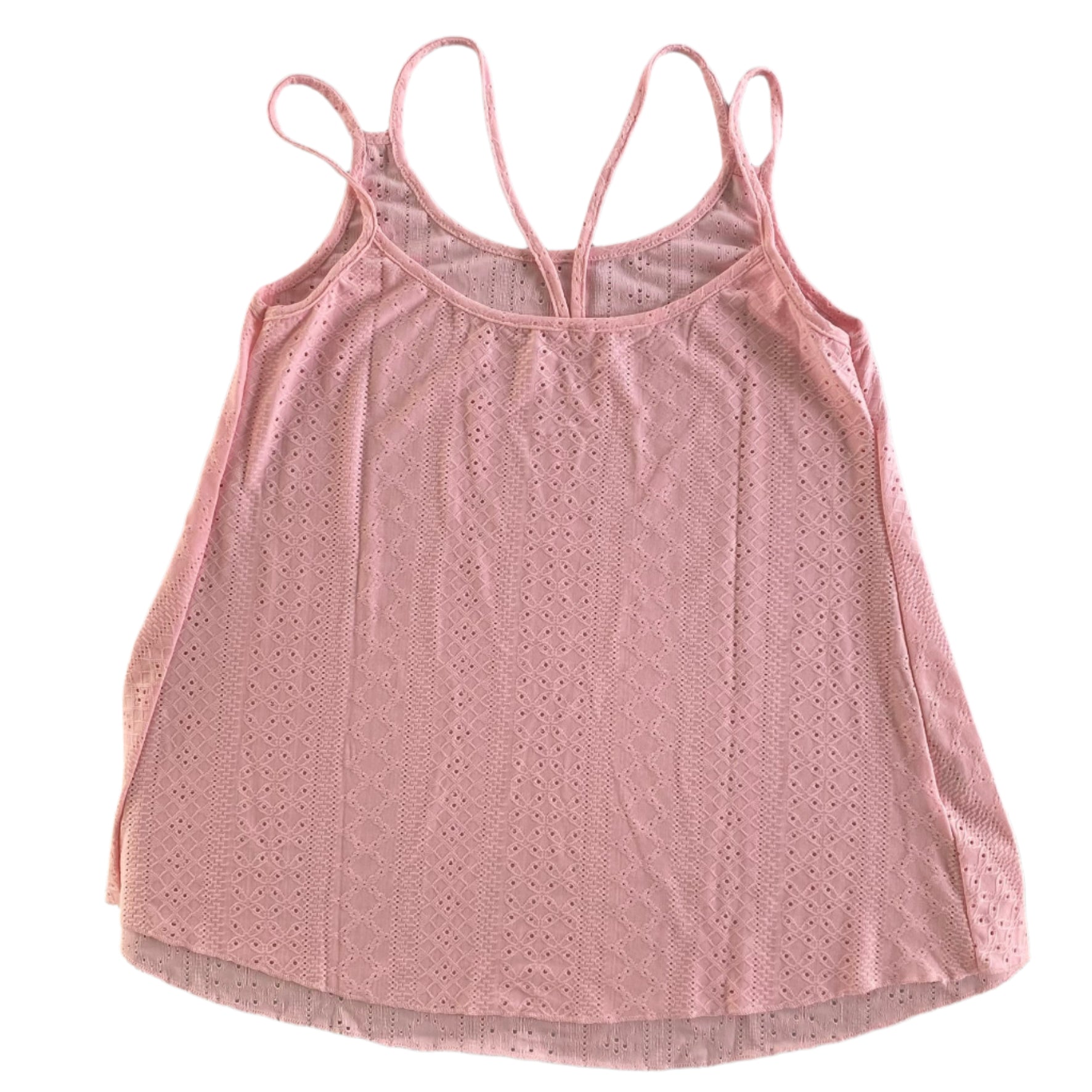 2-Pack Eyelet Knit Tank Tops – Pink & Black, Size Large back view pink