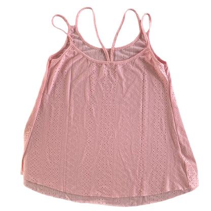 2-Pack Eyelet Knit Tank Tops – Pink & Black, Size Large back view pink
