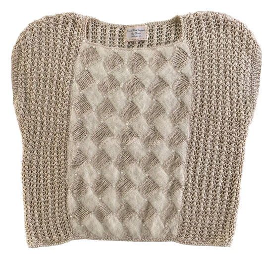 Women’s Cream Open Knit Pullover Sweater Vest – Size M/L [Hand Made Originals By Eleanor] front view