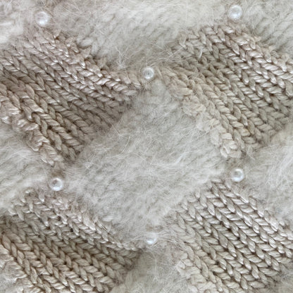 Women’s Cream Open Knit Pullover Sweater Vest – Size M/L [Hand Made Originals By Eleanor] close up of pearl button details