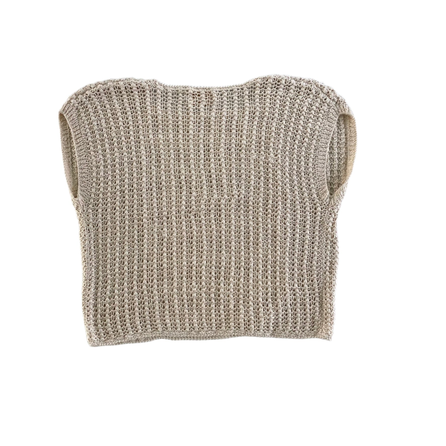 Women’s Cream Open Knit Pullover Sweater Vest – Size M/L [Hand Made Originals By Eleanor] back view
