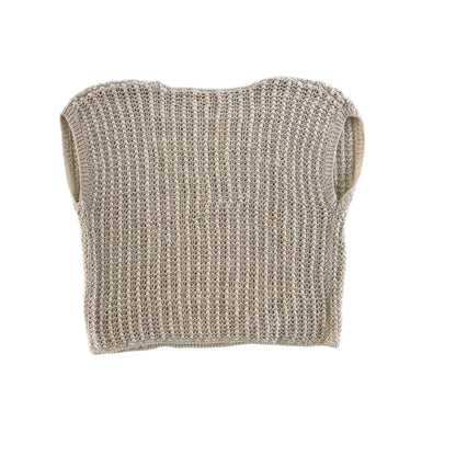 Women’s Cream Open Knit Pullover Sweater Vest – Size M/L [Hand Made Originals By Eleanor] back view