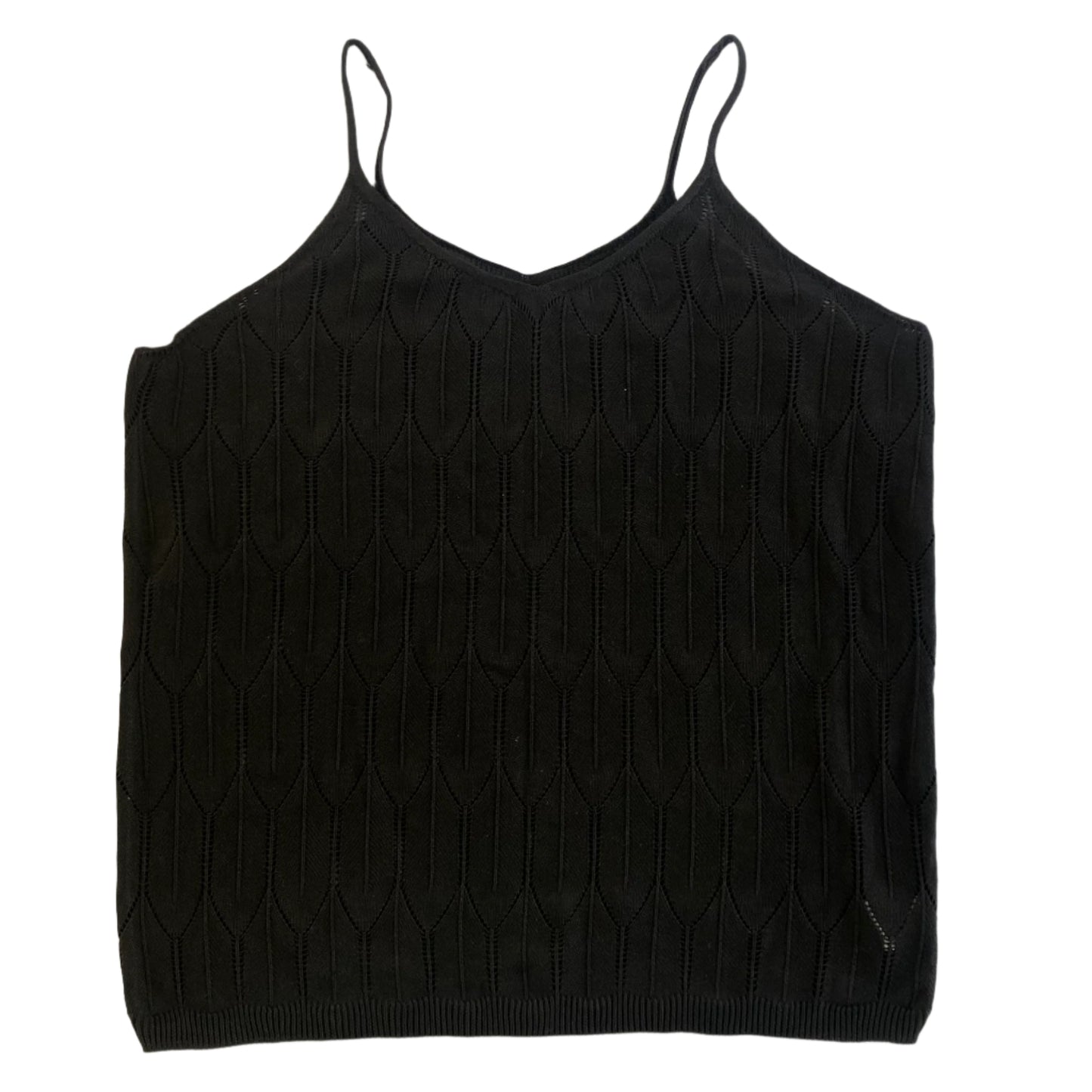 Women’s Black Textured Knit Camisole – Size XL (100% Polyester) back view