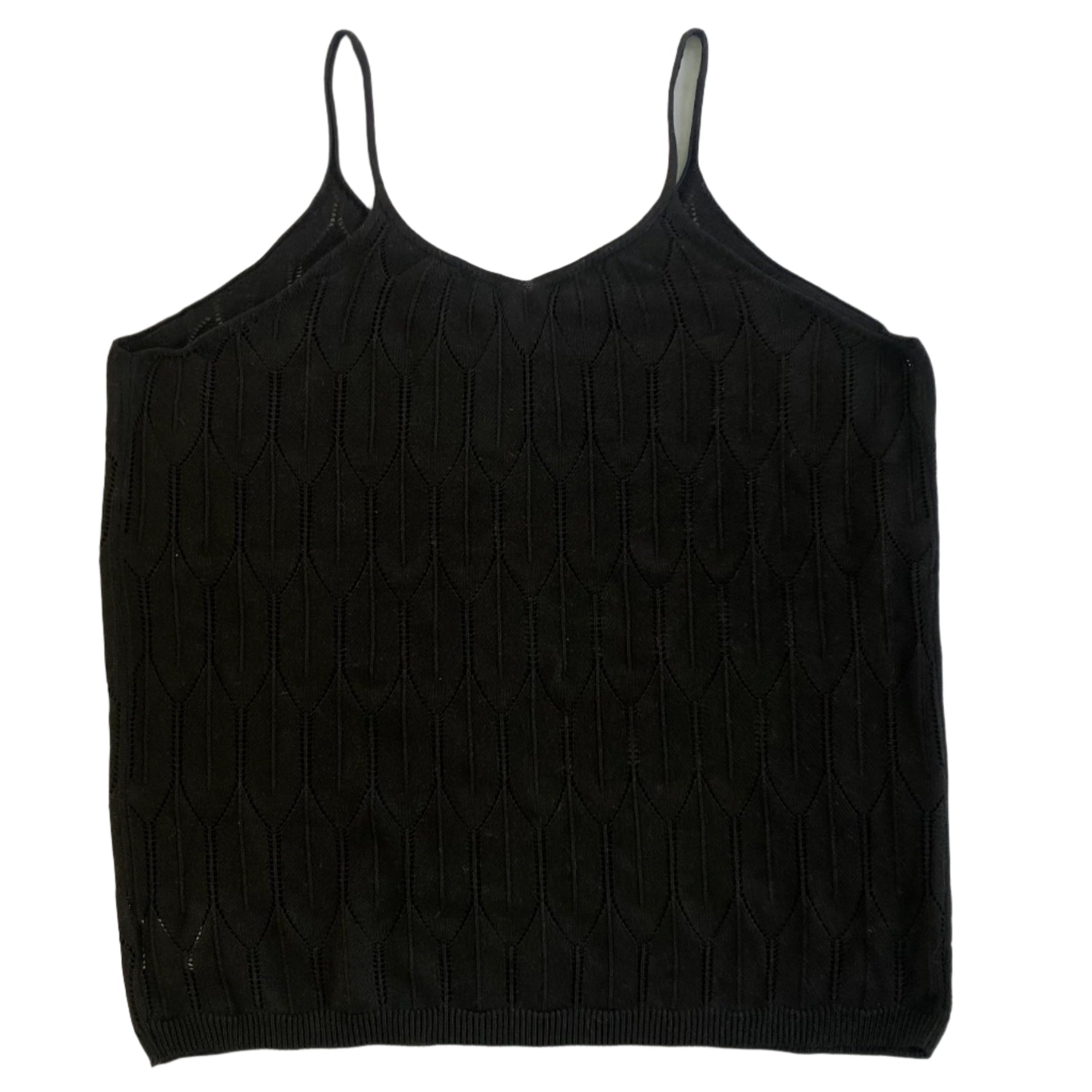 Women’s Black Textured Knit Camisole – Size XL (100% Polyester) front flat lay view
