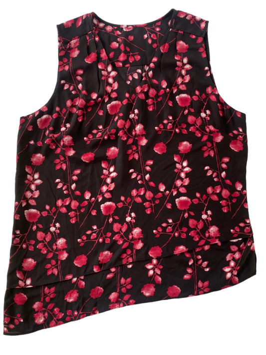 Women’s Black Sleeveless Asymmetrical Hem Blouse – Size L 