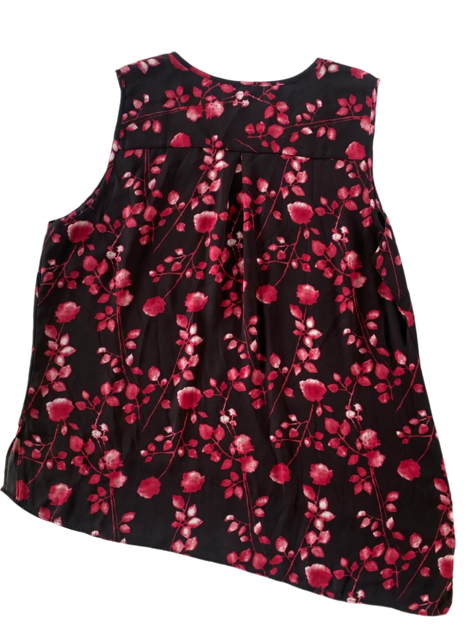 Women’s Black Sleeveless Asymmetrical Hem Blouse – Size L  back flat lay view