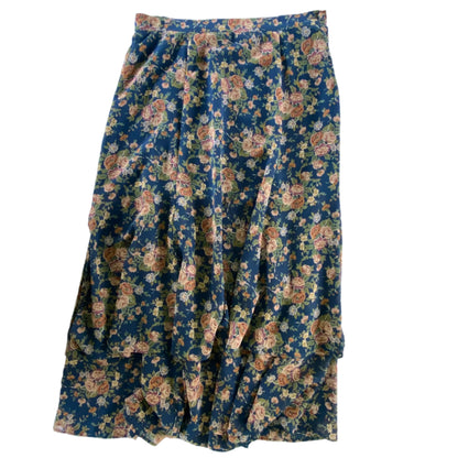 Women's Floral Midi Skirt – Tiered Ruffle – Size 14 (Lizsport) back view