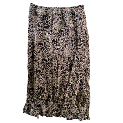 Plus Size Ruffled Midi Skirt – Rayon Shell with Abstract Print – Size 20W (JM Collection) back view