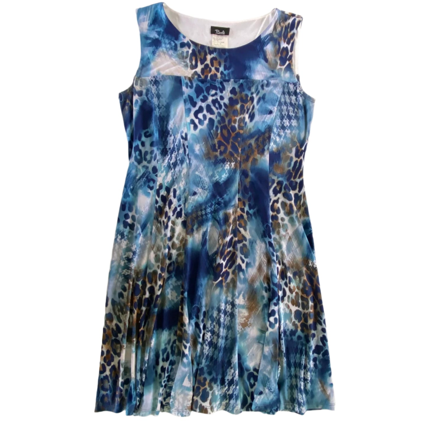 Sleeveless Leopard Print Fit & Flare Dress – Size 16 [Bali] front flat lay