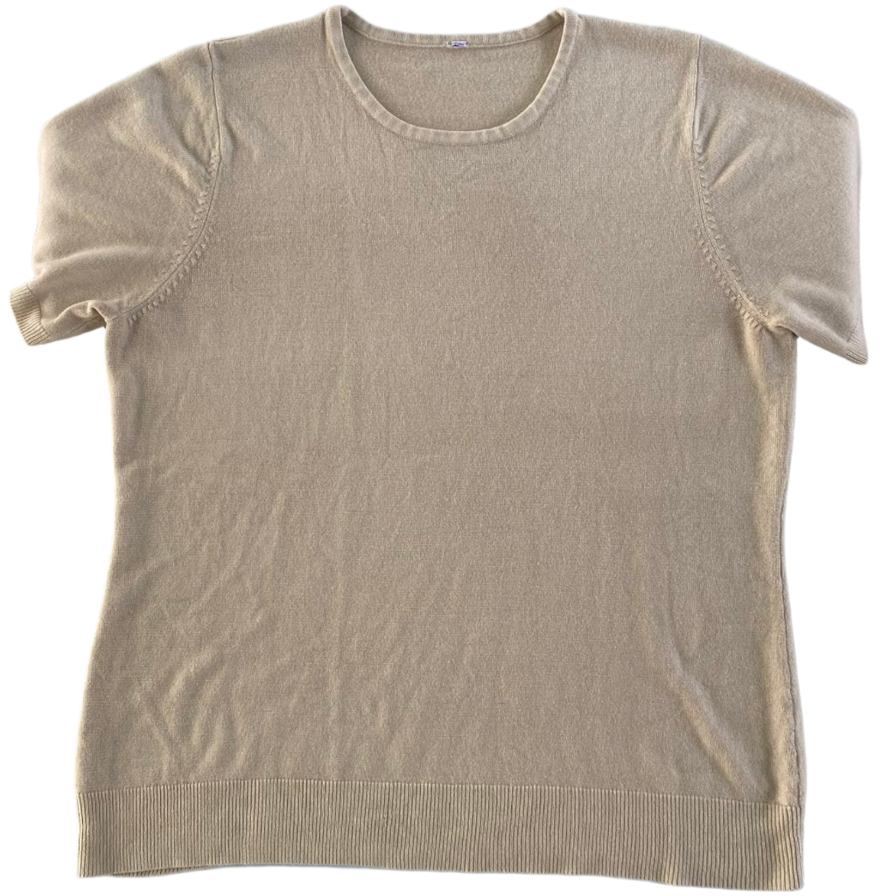 Beige Knit Top – Short Sleeve – Size 16 (BHS) front view