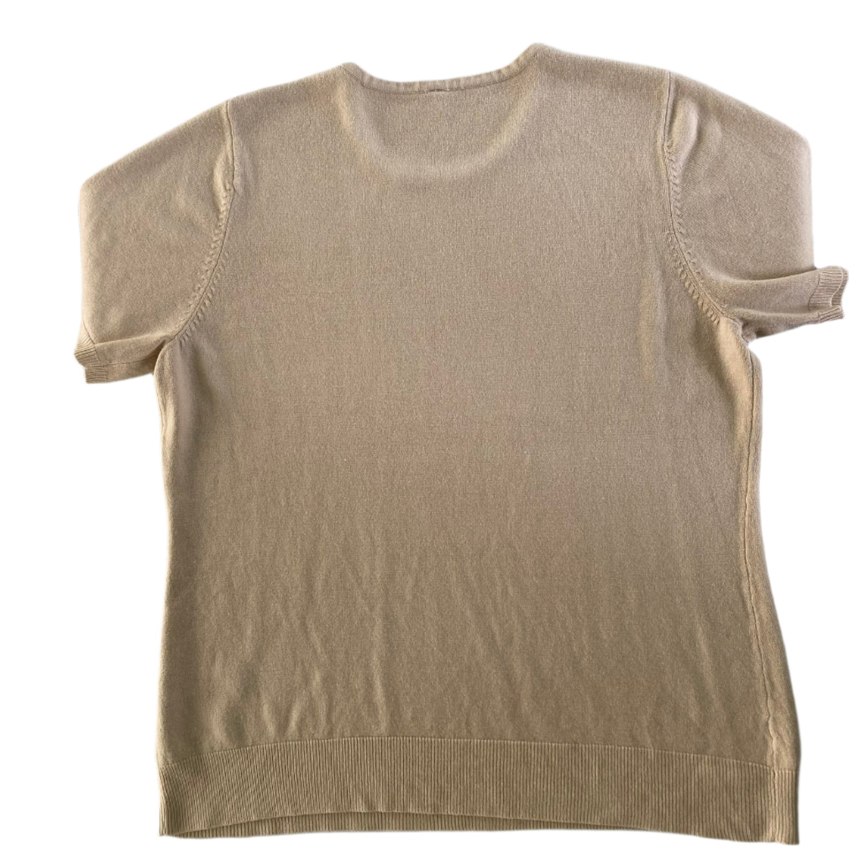 Beige Knit Top – Short Sleeve – Size 16 (BHS) back flat lay