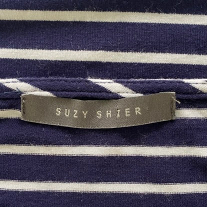Navy & White Striped Top – Pearl Sleeve Detail – Size M (Suzy Shier) garment tag