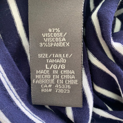 Navy & White Striped Top – Pearl Sleeve Detail – Size M (Suzy Shier) garment tag