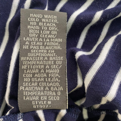 Navy & White Striped Top – Pearl Sleeve Detail – Size M (Suzy Shier) garment tag