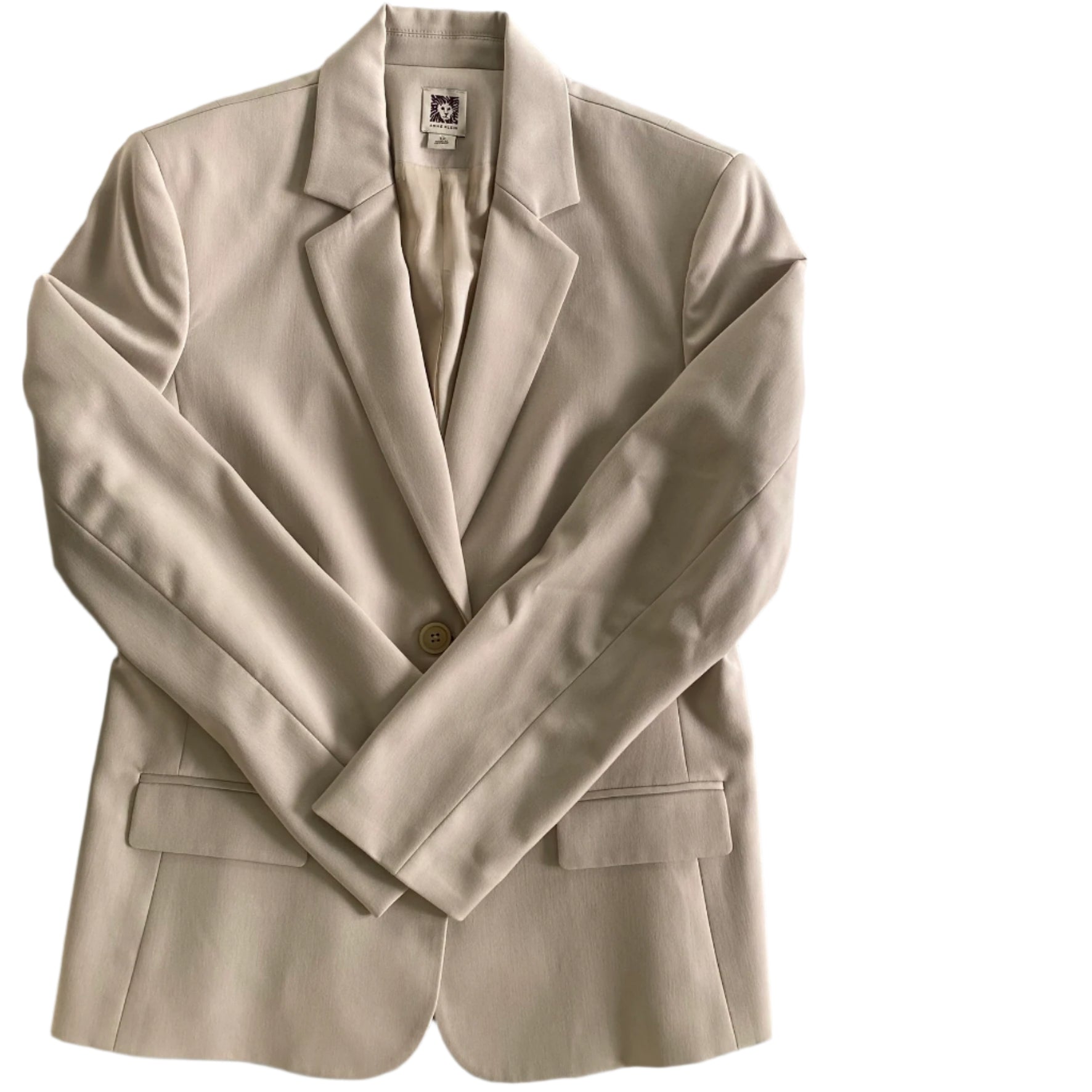 Tailored Beige Blazer – Classic Two-Button Style – Size 8 (Anne Klein) front