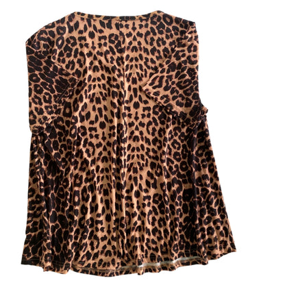 Leopard Print V-Neck Button-Front Tunic – Size 2XL (Unbranded) back