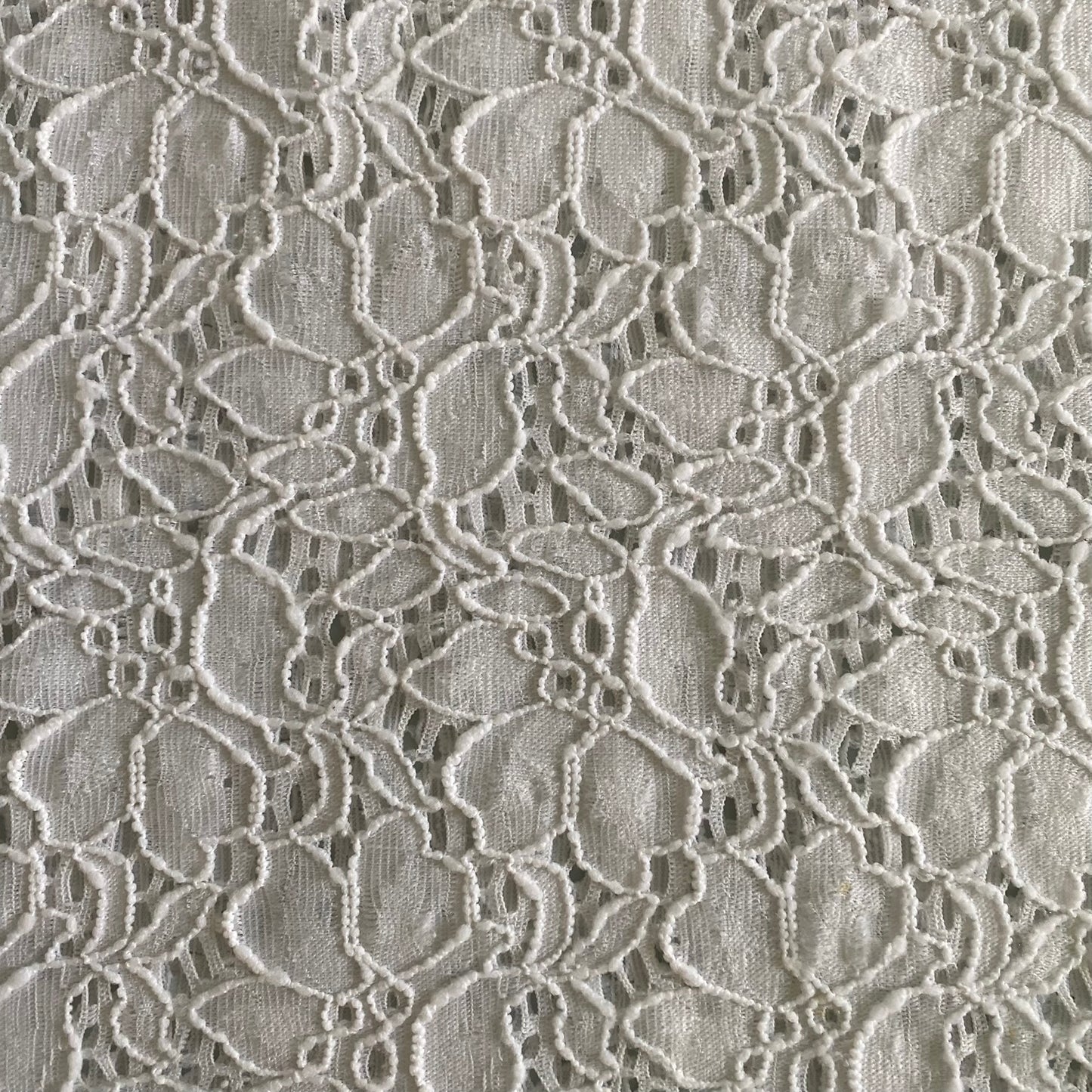 White Lace Short Sleeve Blouse – Stretch Nylon Blend – Size L (Black Label) fabric details