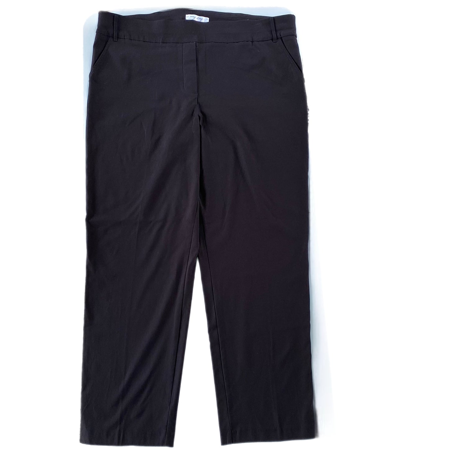 Women's Plus Size Black Relaxed-Fit Pants with Welt Back Pocket & Slanted Front Pockets, Size 24 [In Every Story] front view showing slant pockets